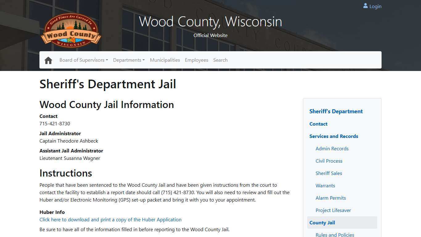 Sheriff's Department Jail - Sheriff's Department - Wood County Wisconsin
